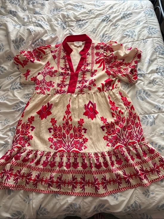 Umgee Dresses & Skirts - Umgee Cream & Raspberry Mini Dress